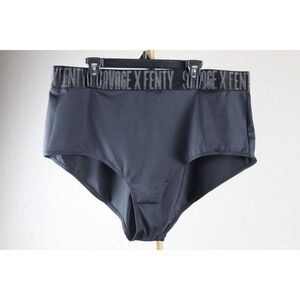 Savage X Fenty Black High Waisted Logo Band Brief Panties NWT Size M